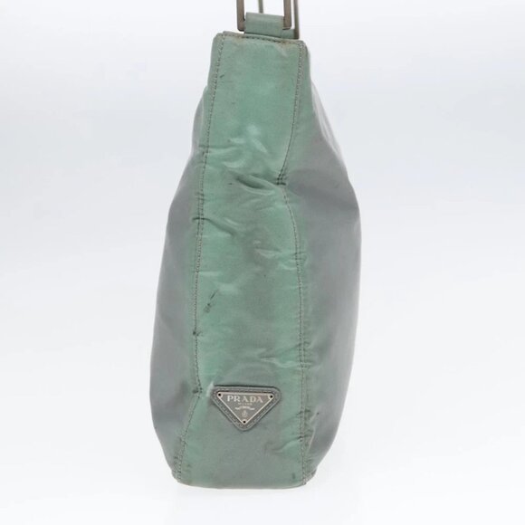 PRADA Shoulder Bag Nylon Khaki Silver Auth ki4969 - Picture 4 of 14